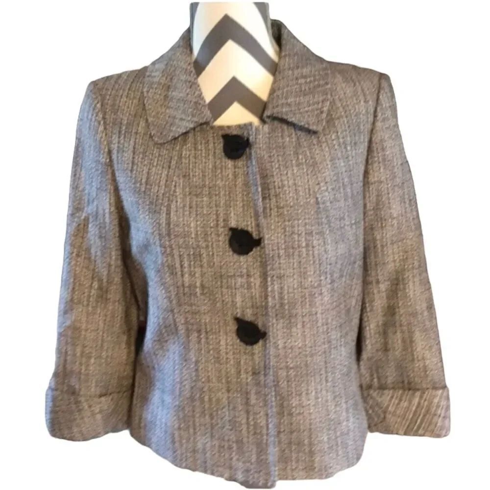 Tahari Arthur S. Levine Size 6 Black, White, Tan & Purple